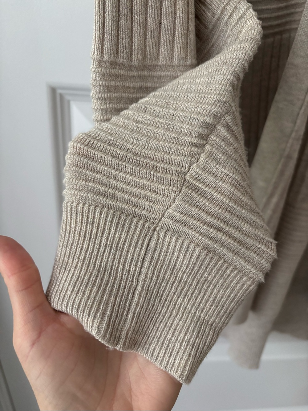Verve Ami Neutral Ribbed Open-Front Cardigan M - Picture 6 of 7